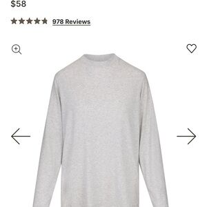 Skims Boyfriend Light Heather Gray Long Sleeve T-shirt, Sz Medium